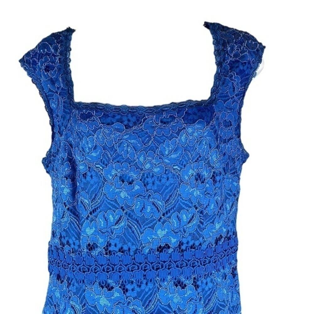 ✨ ANN TAYLOR Blue Lace Empire Waist Midi Dress 6 Tall 6T NWT 👗 - Picture 4 of 10